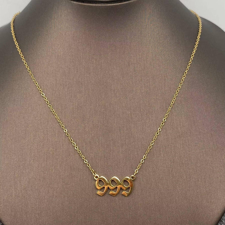 Lucky Numbers 18K Gold Plated Stainless Steel Necklace - FGS: 444