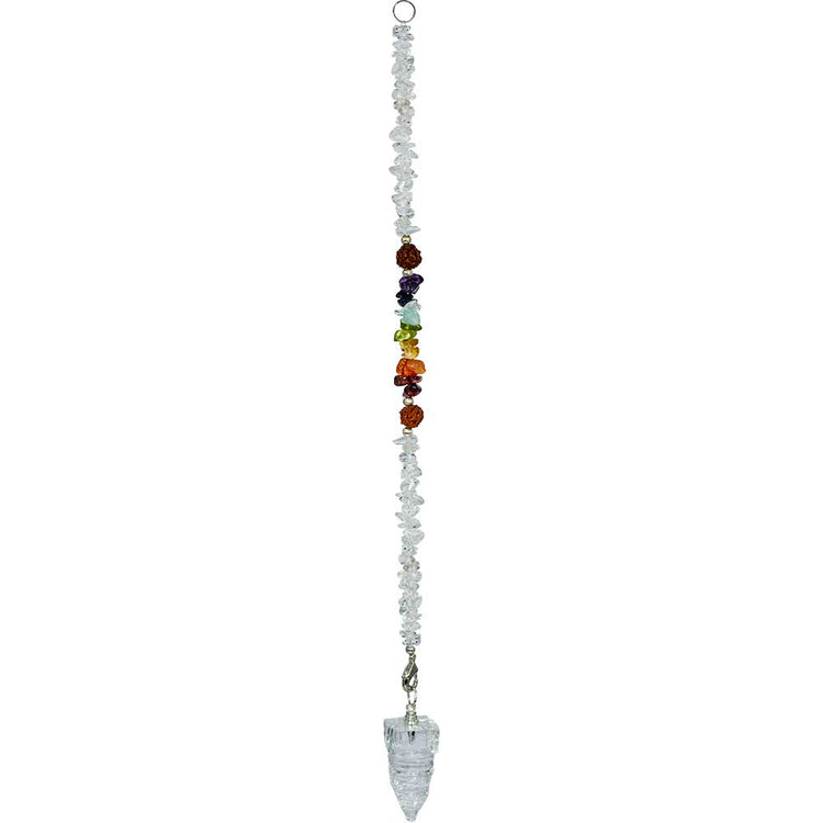 Gemstone Pendulum w/ Chakra Chip & Rudraksha Seed Chain: Chakra Chip & Rudraksha Seed Chain