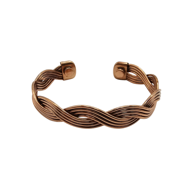 Copper wire-wrapped spiritual bracelet with woven design for metaphysical healing and energy work
