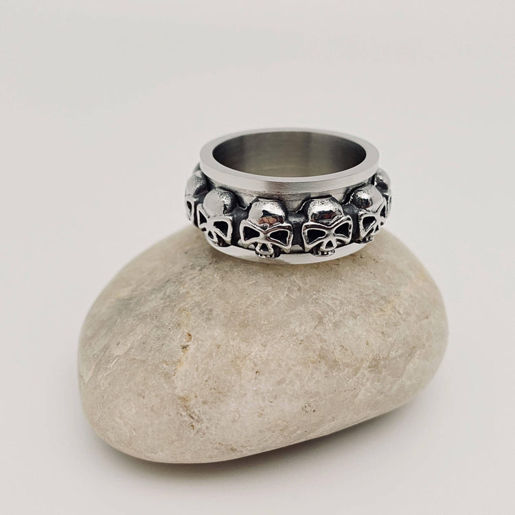 Rotatable Skull Stainless Steel Ring
