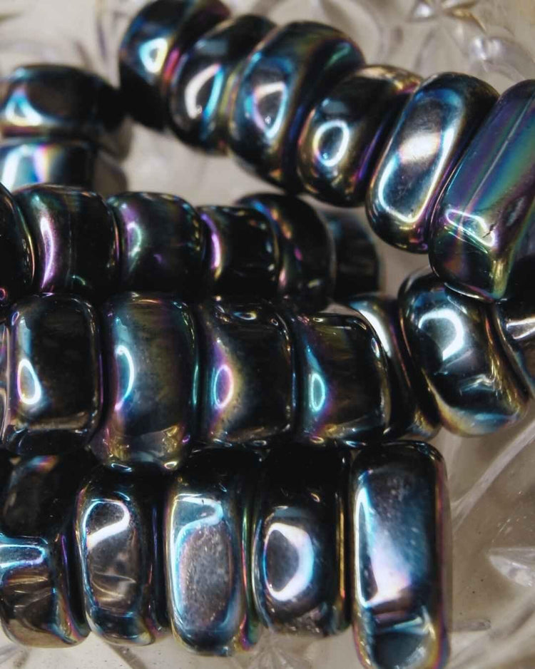 Rainbow Hematite Tumbled | Magnetic Grounding + Aura Shield