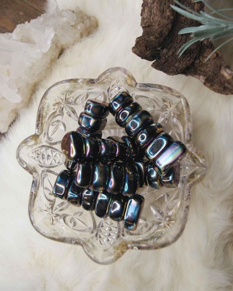 Rainbow Hematite Tumbled | Magnetic Grounding + Aura Shield