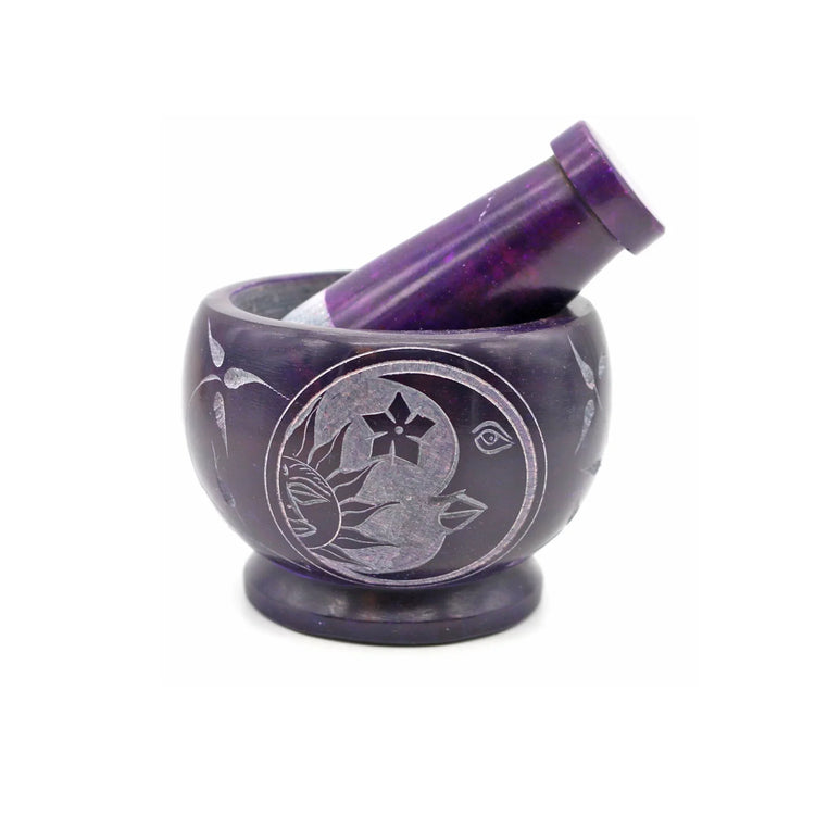 Mortar & Pestle Soapstone - Purple Celestial