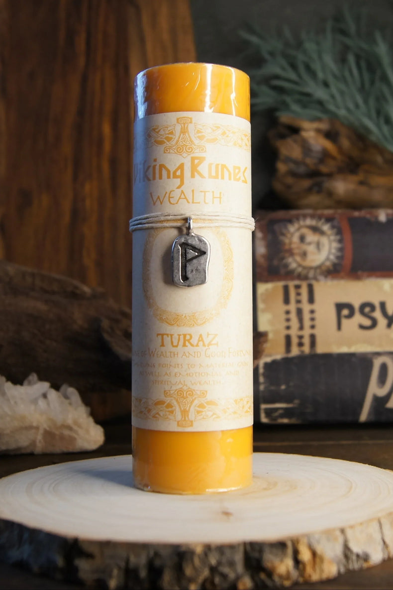 Viking Rune Pewter Pendant Candle: TURAZ