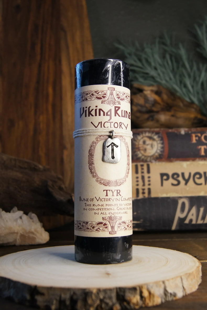 Viking Rune Pewter Pendant Candle: TYR