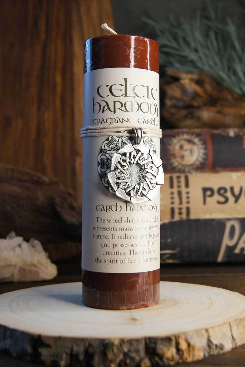 Celtic Harmonies Pewter Pendant Candle: EARTH HARMONY