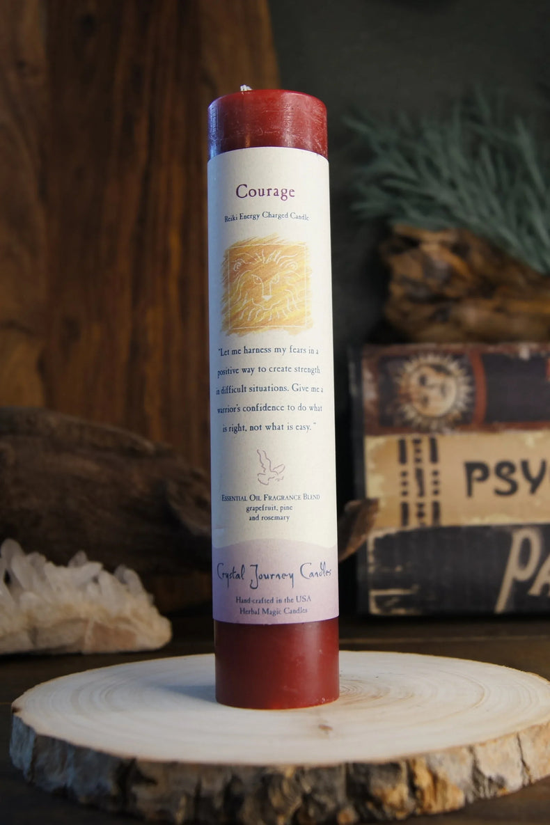 Reiki Herbal Pillar Candle - Courage