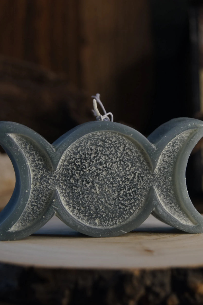 Sacred Symbol Candle - Triple Moon Grey