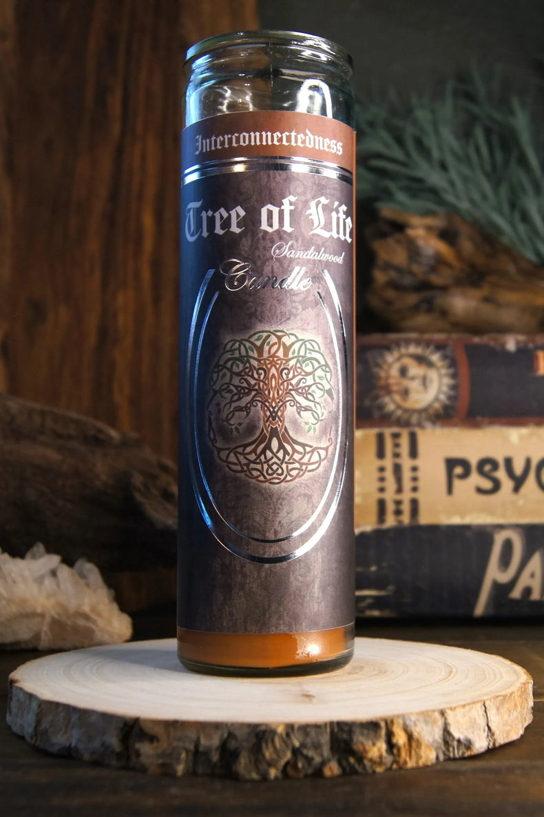 7 Day Glass Ritual Candle - Tree of Life - Sandalwood