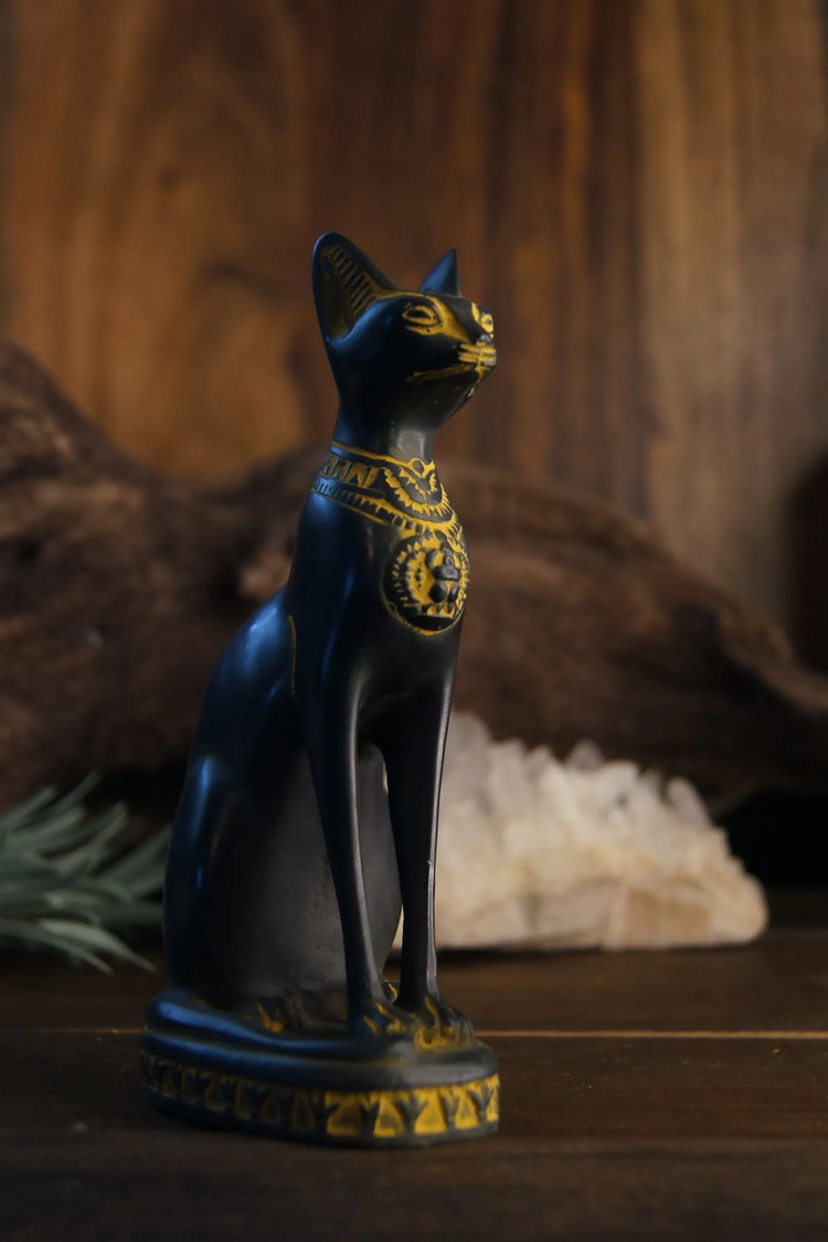 Bastet Statues - Black & Antique Gold