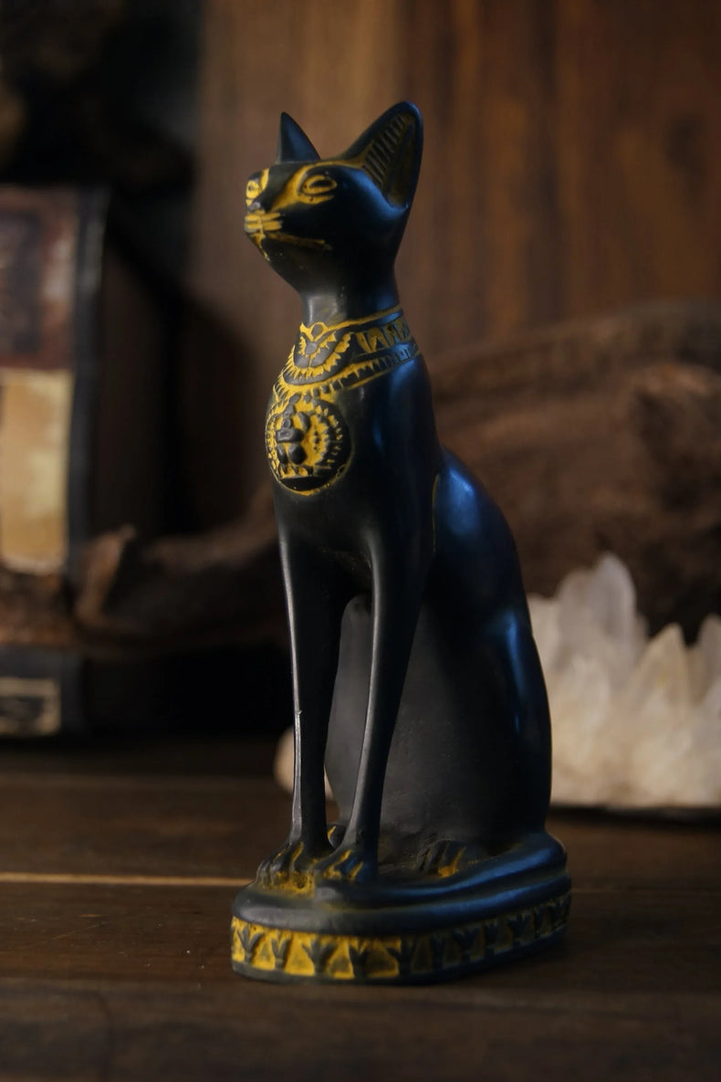 Bastet Statues - Black & Antique Gold
