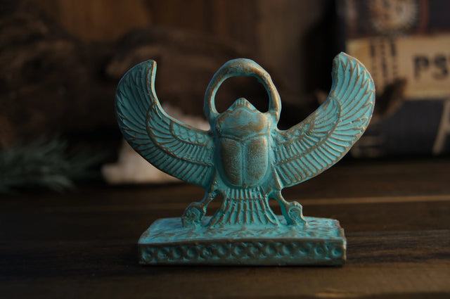 Winged Scarab double-sided Patina - 4"