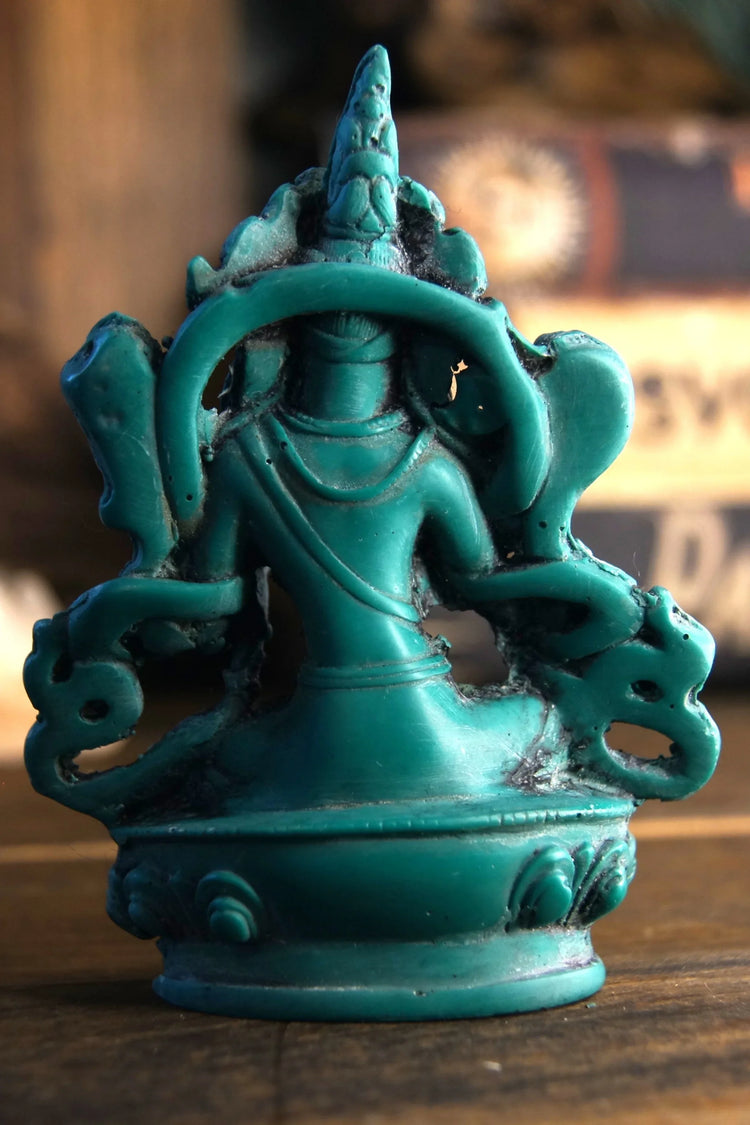 Tara Turquoise Resin Statue Antique 4"
