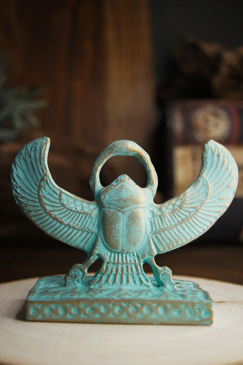 Winged Scarab double-sided Patina - 4"