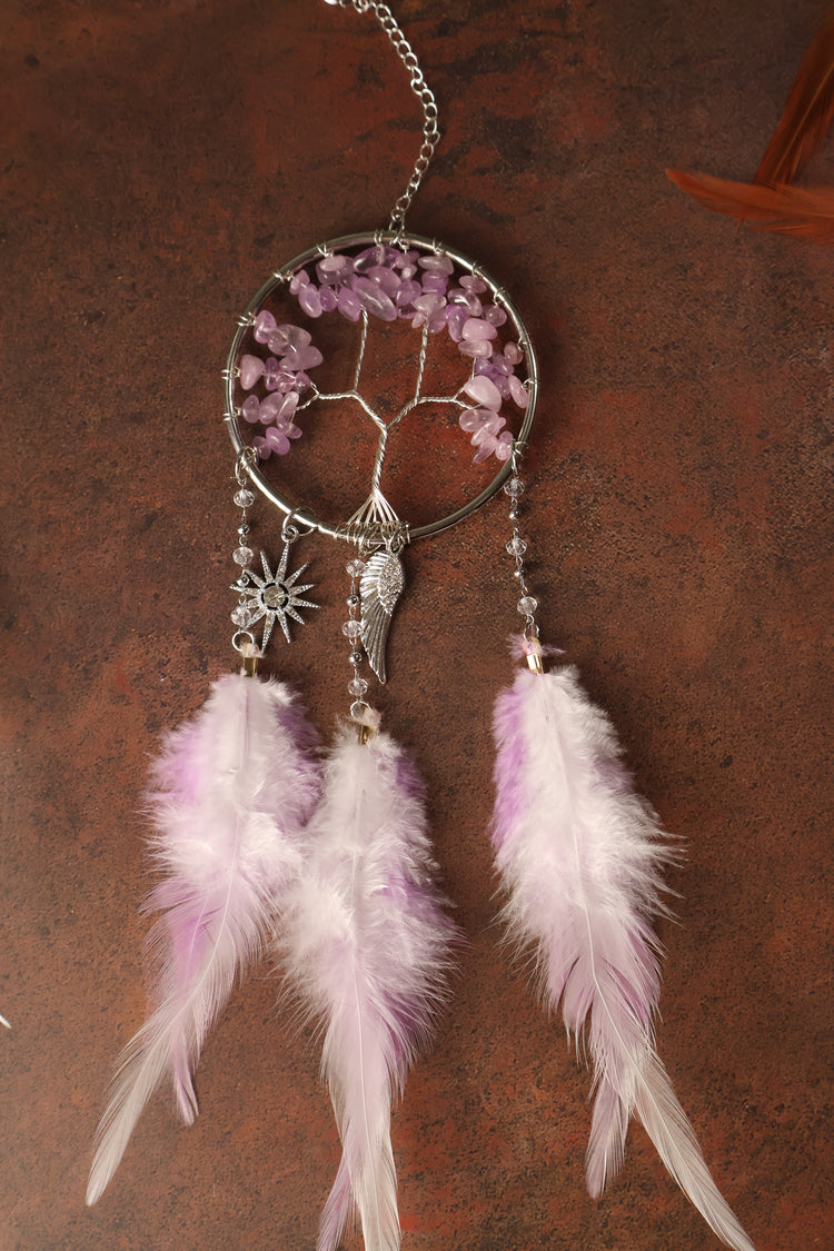 Sun Catcher | Tree of Life Crystal with Feathers
