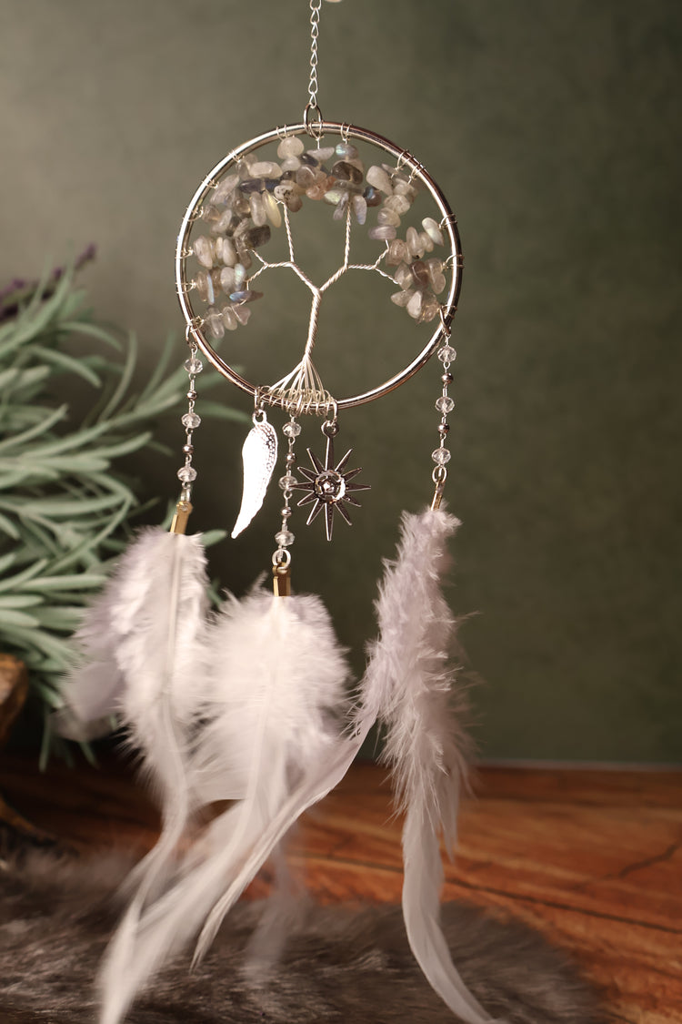 Sun Catcher | Tree of Life Crystal with Feathers