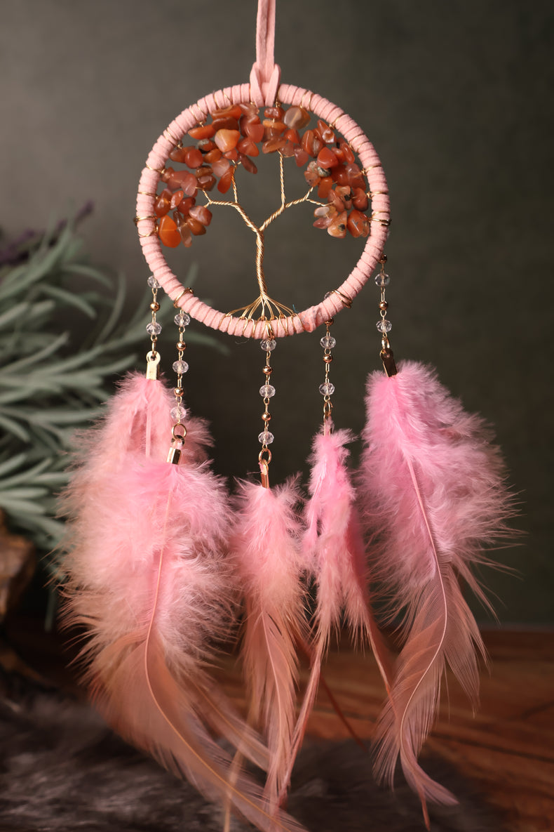 Sun Catcher | Tree of Life Crystal with Feathers