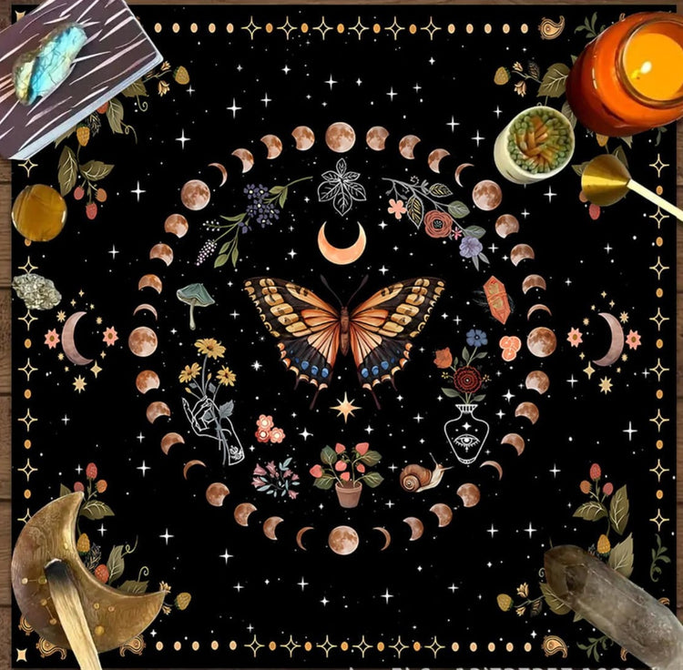 Moons and Butterfly with snails altar cloth available at Wild Raven’s Nest in Terrell, TX