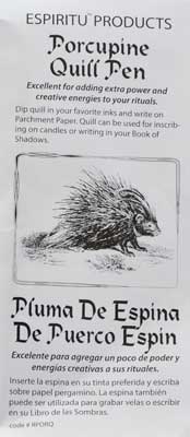 Dip pen made from a real porcupine quill