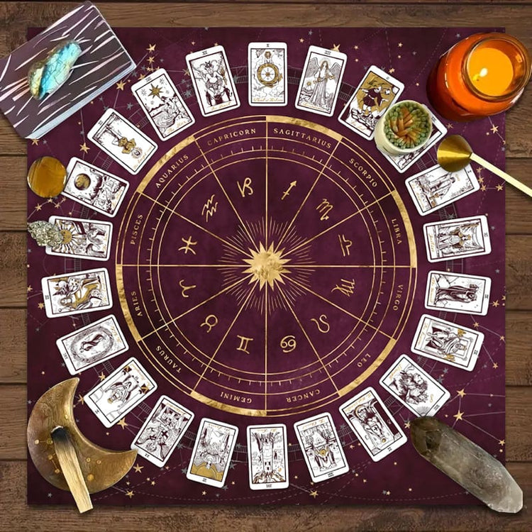 Tarot Altar Cloth burgandy available at Wild Raven’s Nest in Terrell, TX