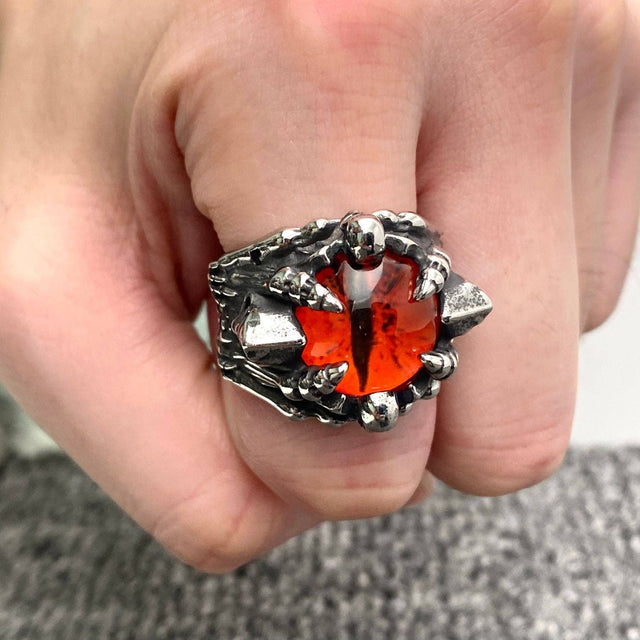 Eyes Stainless Steel Ring - Red size 12