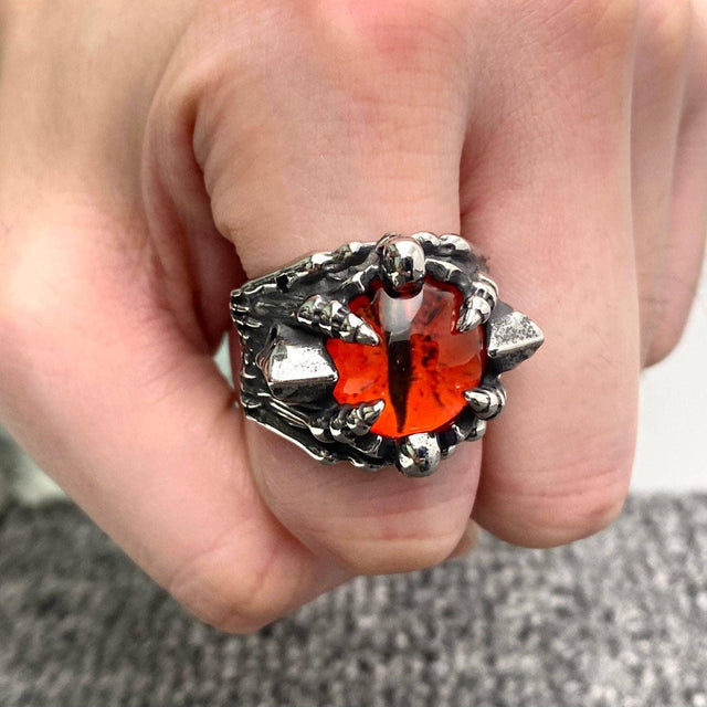 Eyes Stainless Steel Ring - Red size 12