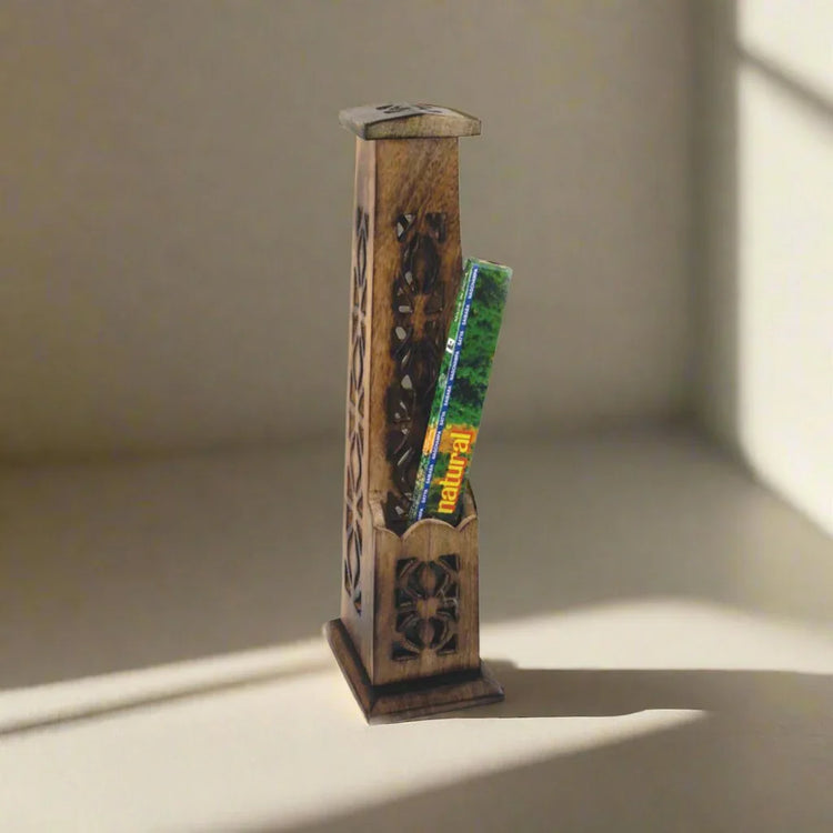 Hand Carved Wooden Incense Burner Tower