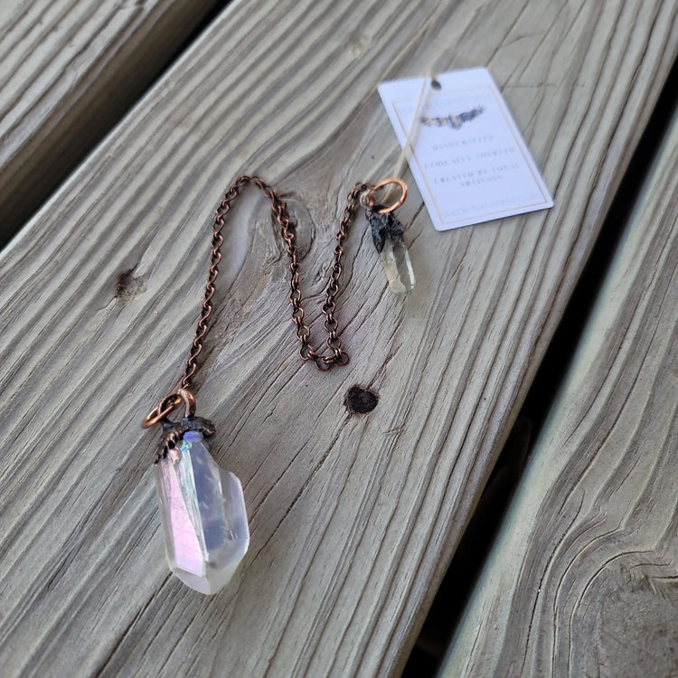 Angel Aura and Clear Quartz Pendulum - Wild Raven