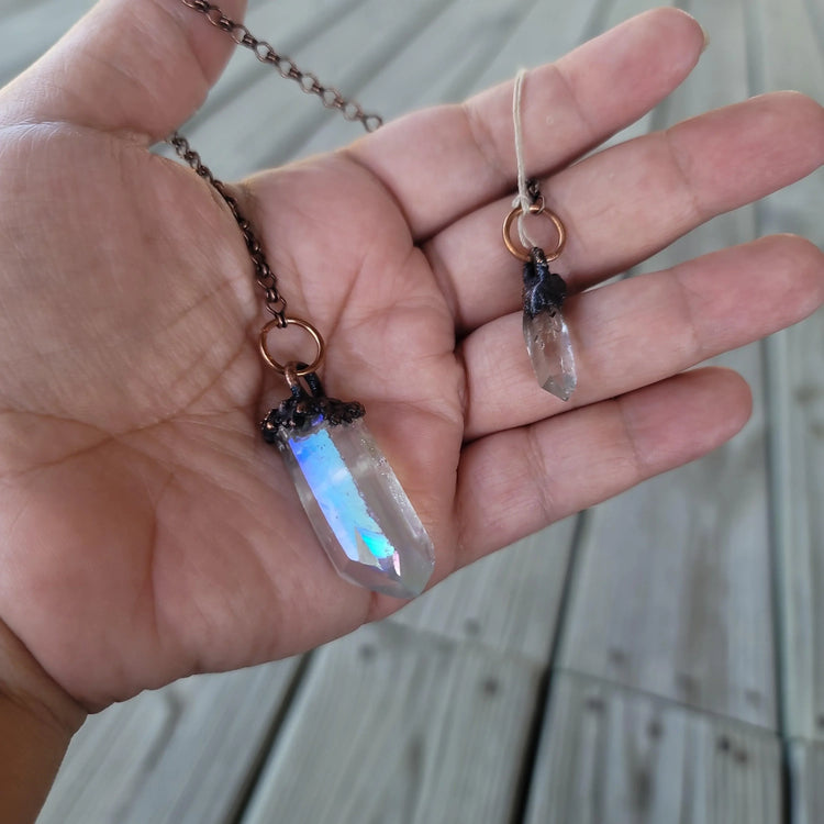 Angel Aura and Clear Quartz Pendulum - Wild Raven