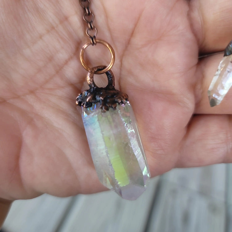 Angel Aura and Clear Quartz Pendulum - Wild Raven