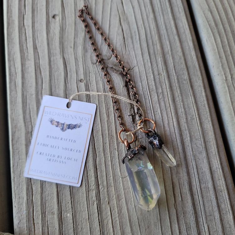 Angel Aura and Clear Quartz Pendulum - Wild Raven