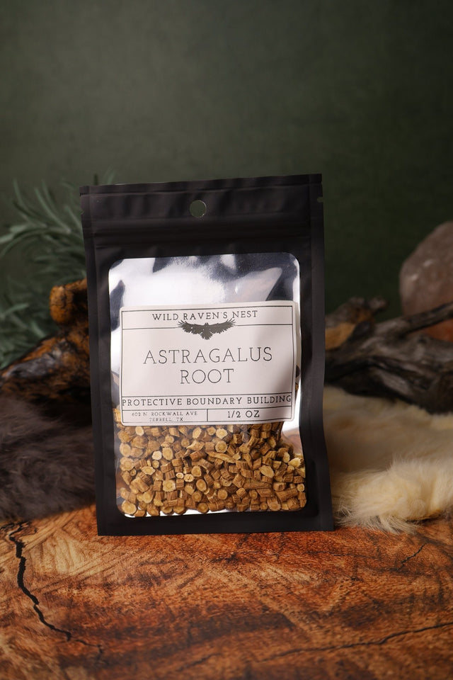 Astragalus Root dried herb in a 1/2 oz Wild Raven's Nest bag, Protective Boundary Building