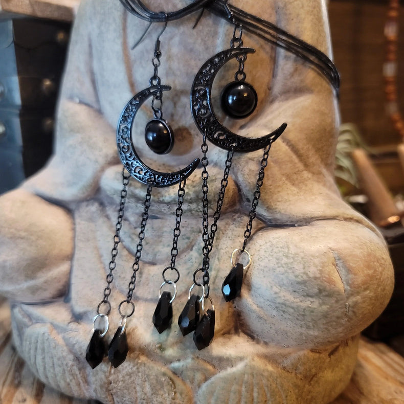 Black Moon Earrings - Wild Raven
