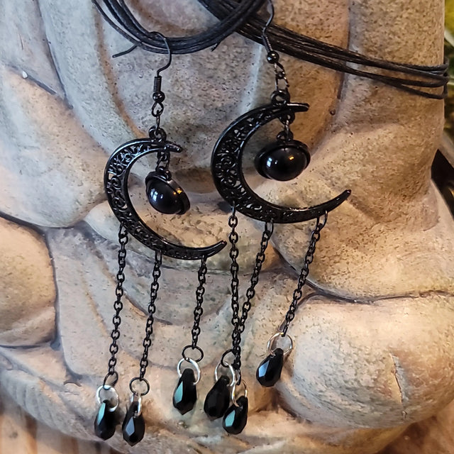 Black Moon Earrings - Wild Raven