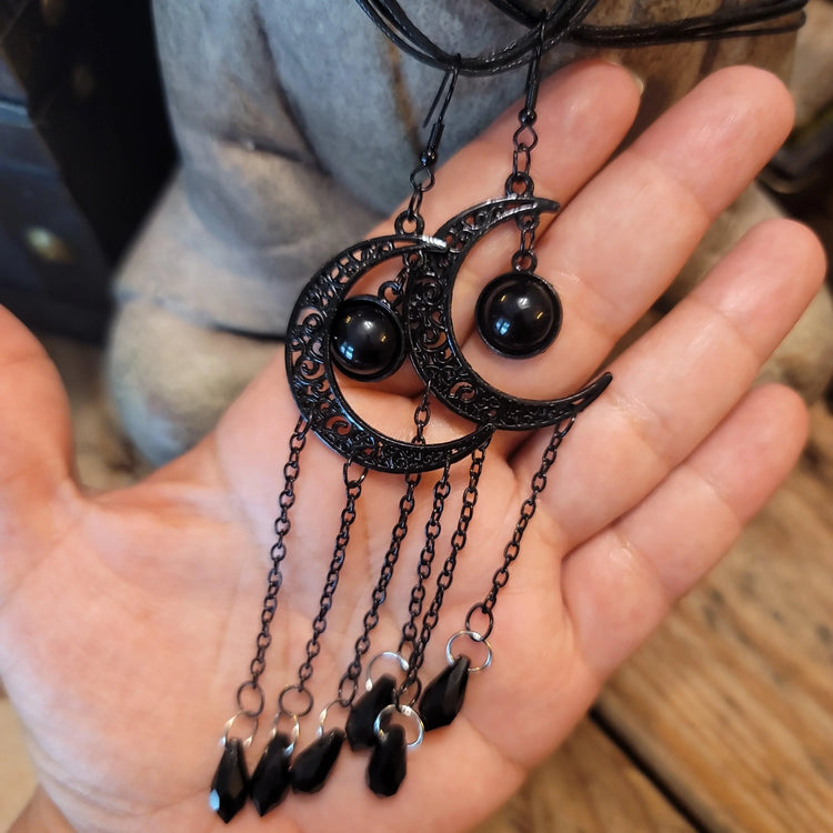 Black Moon Earrings - Wild Raven