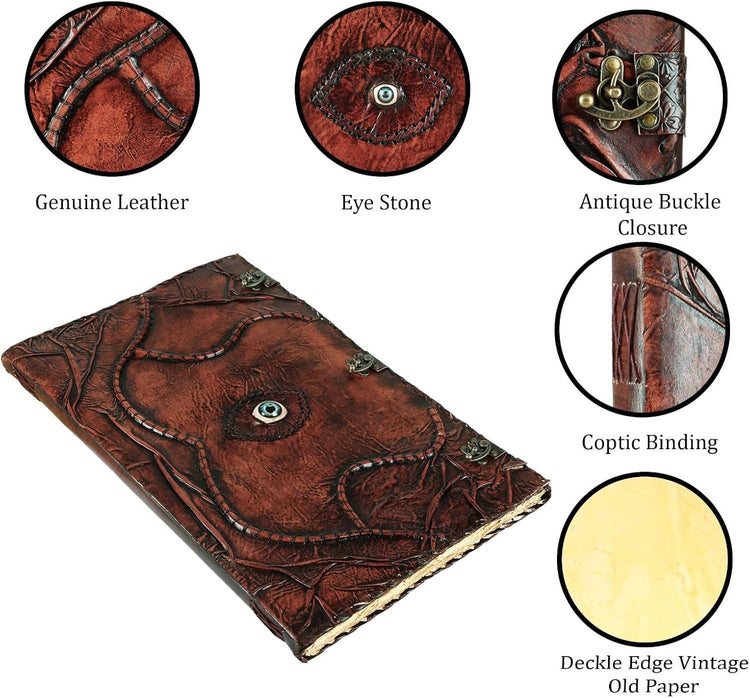 Hocus Pocus Spell Book – Leather Journal with Third Eye: 22 Inches / Unlined