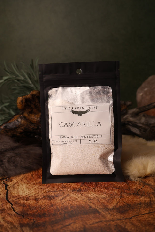 Cascarilla dried herb in a 2 oz Wild Raven's Nest bag, Enhanced Protection
