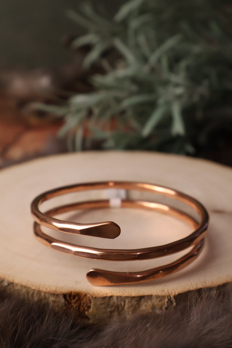 Pure Copper Bangle Bracelet | Faceted