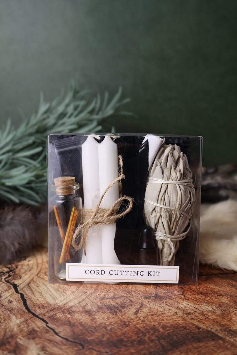 Cord Cutting ritual kit with candles, sage and herbs