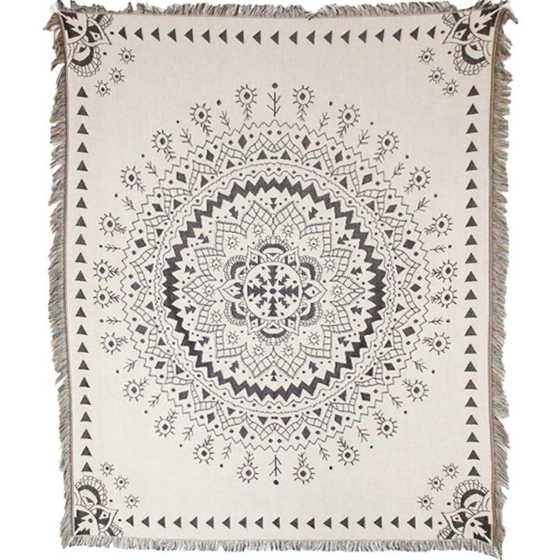 Cotton Heavy Beach Throw w/ Fringe - Mandala (Each) - Wild Raven