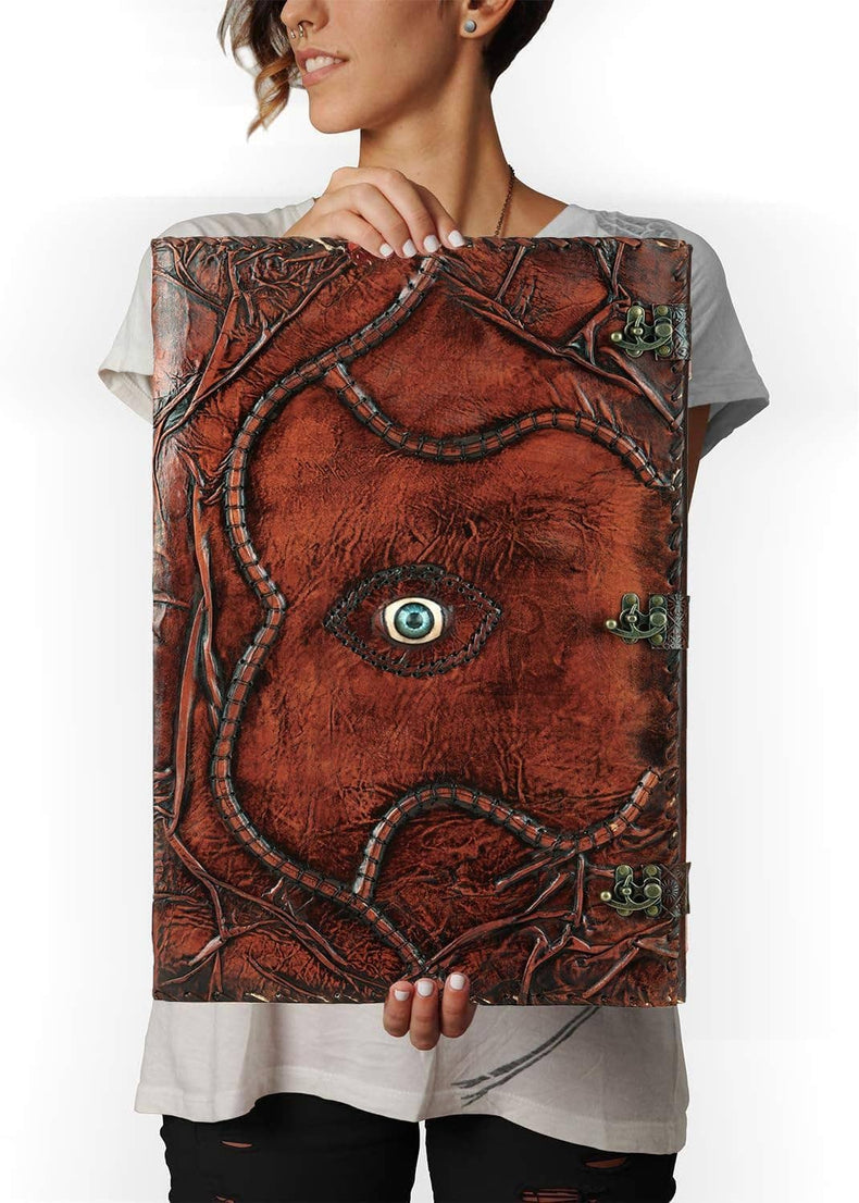 Hocus Pocus Spell Book – Leather Journal with Third Eye: 22 Inches / Unlined