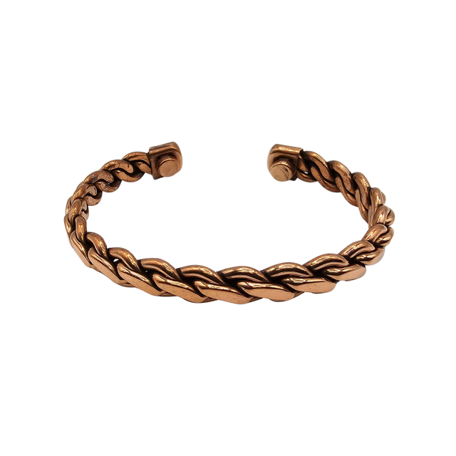 Copper braided cuff bracelet with magnetic clasp, spiritual jewelry for energy healing and mindfulness