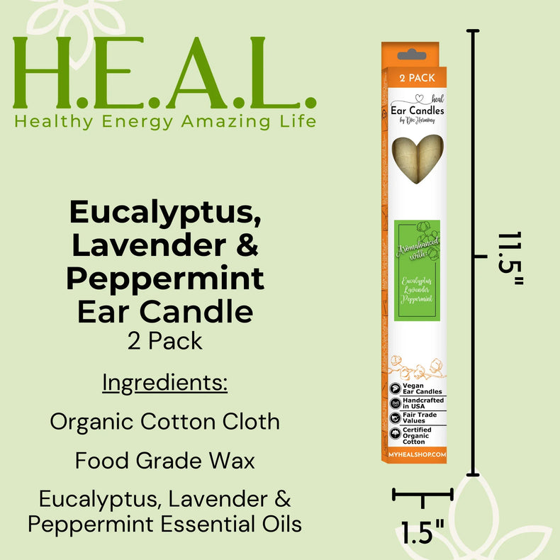 Beeswax Ear Candles: 2-Pack Eucalyptus, Lavender & Peppermint