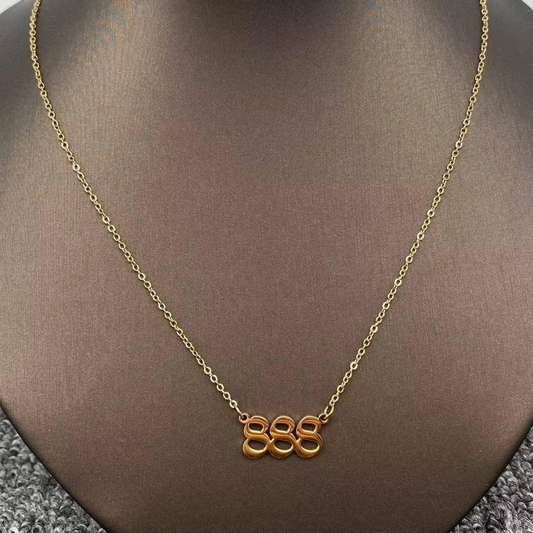 Lucky Numbers 18K Gold Plated Stainless Steel Necklace - FGS: 444