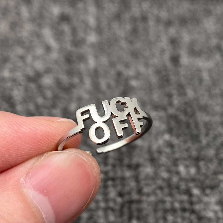 Stainless Steel 'FUCK OFF' Gold Plated