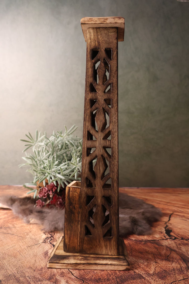 Hand Carved Wooden Incense Burner Tower