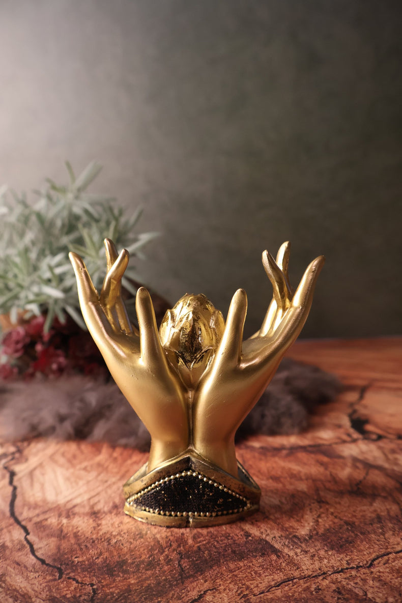 Polyresin Incense Holder - Lotus Mudra Hands