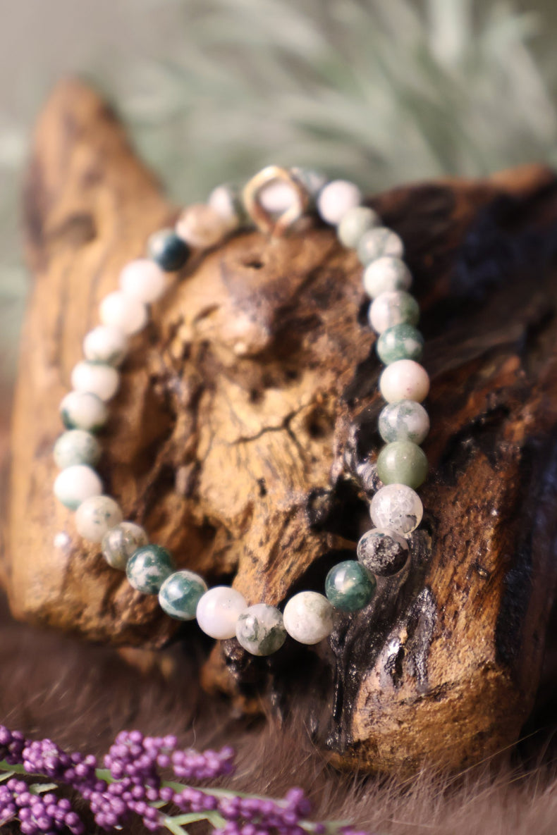 Moss Agate Bracelet 6MM | The Stone of Abundance and Growth