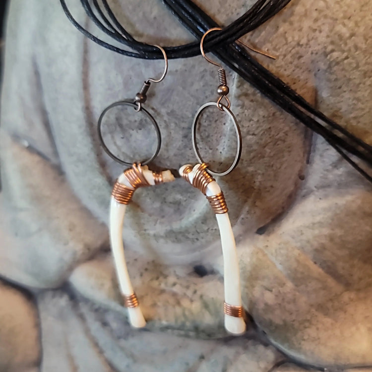 Opossum rib bone earrings - small - Wild Raven