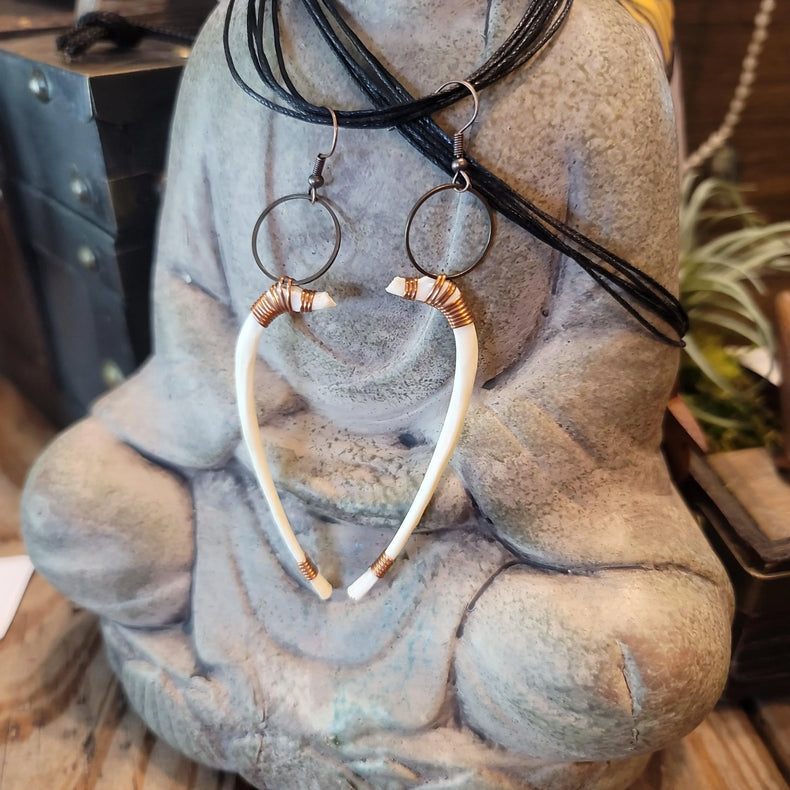 Opossum rib bone earrings - Wild Raven